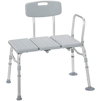 Drive Medical 12011KD-1 Tub Transfer Bench For Bathtub, Height Adjustable Shower