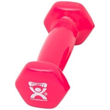 CanDo Color-Coded Vinyl Coated Iron Dumbbell, Pink, 1 Pound