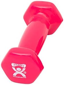 CanDo Color-Coded Vinyl Coated Iron Dumbbell, Pink, 1 Pound