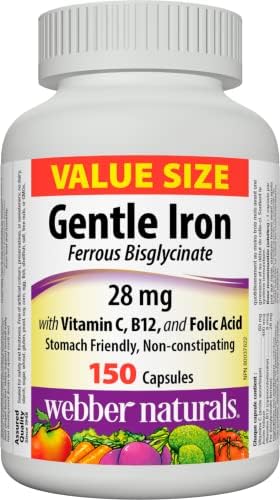 Webber Naturals Gentle Iron Supplement with Vitamin C, B12 and Folic Acid