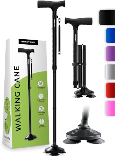 HONEYBULL Walking Cane for Men & Women - Foldable, Adjustable, Collapsible
