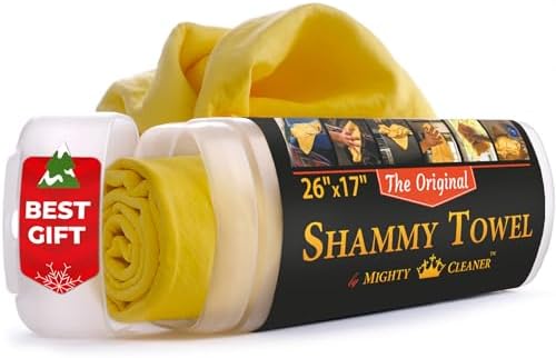 Premium Shammy Cloth for Car Drying - (26”x17”) - Super Absorbent Reusable