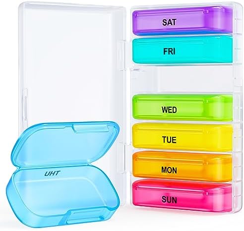 ZIKEE 7 Packs Extra Large Pill Organizer, Portable Pill Box 7 Day for Pocket