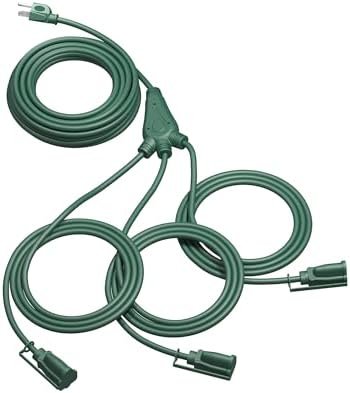 DEWENWILS Outdoor Extension Cord 1 to 3 Splitter for Christmas, 3 Prong Outlets