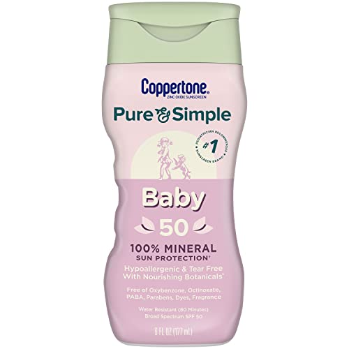 Coppertone Pure and Simple Sunscreen SPF 50 Lotion with Zinc Oxide Mineral