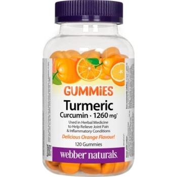 Webber Naturals Turmeric Curcumin Gummy, 1,260 mg of Raw Herb, 120 Gummies