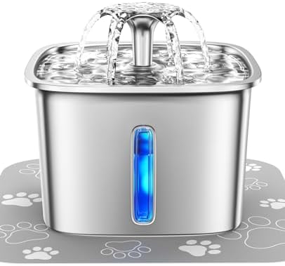 Veken Innovation Award Winner Stainless Steel Cat Water Fountain, 95oz/2.8L