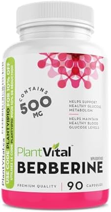 PlantVital Berberine 500mg Supplement -90 Capsules. Berberine Supplements