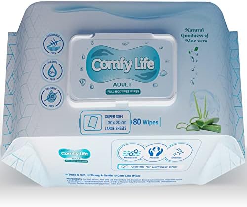 Comfy Life Premium Full Body Cleansing Wet Wipes for Adults - Large Luxury