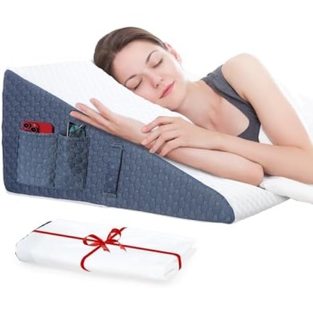 Wedge Pillow with Extra Replaceable Covers, 2024 New 12'' Bed Wedge Pillow