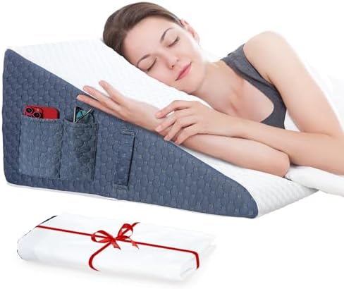 Wedge Pillow with Extra Replaceable Covers, 2024 New 12'' Bed Wedge Pillow