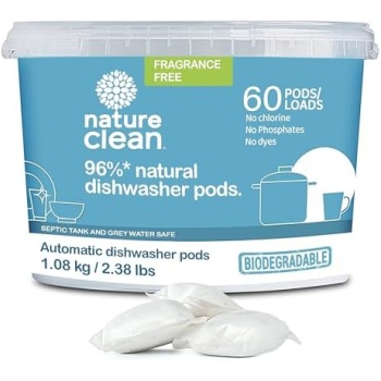Nature Clean Automatic Dishwasher Pacs, Fragrance-Free, 60 Count