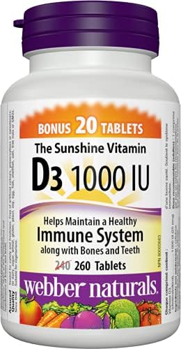 Webber Naturals Vitamin D3 1000 IU, 260 Tablets, For Healthy Bones, Teeth