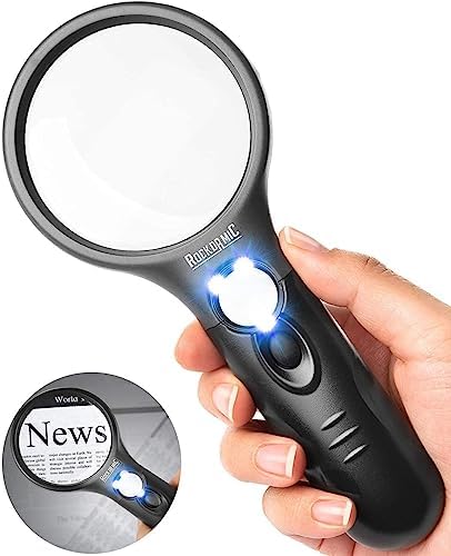Professional Magnifying Glass with Light (3X / 45x) Large Lighted Handheld Glass