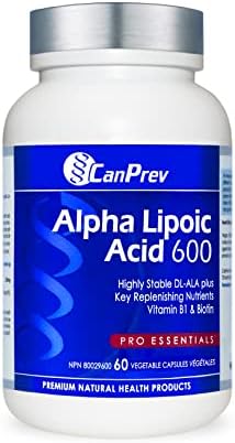 CanPrev Alpha Lipoic Acid 600 | 60 v-caps l With Key Replenishing Nutrients B1