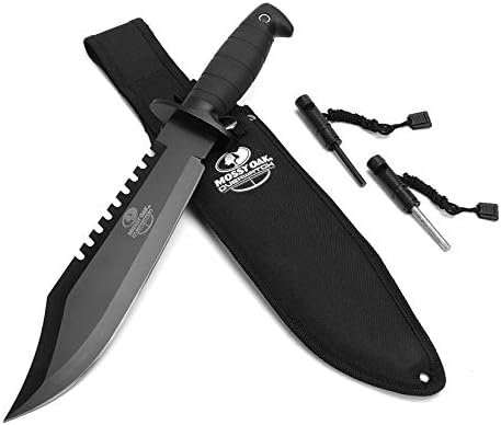MOSSY OAK Rambo Survival Hunting Knife, 15-Inch Fixed Blade Bowie Knife