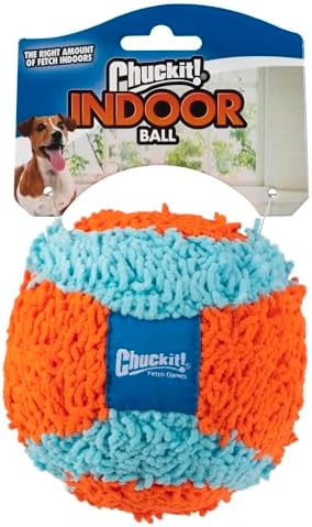 Chuckit Indoor Fetch Ball Dog Toy (4.75 Inch), Orange and Blue