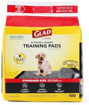 Glad for Pets Black Charcoal Training Pads for Dogs - Super Absorbent & Odor