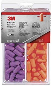 3M Non-corded Disposable Earplugs, Purple and Orange, Lightweight Hearing Protection