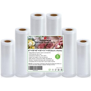 Food Vacuum Sealer Bag Rolls: KitchenBoss 6 Rolls Food Saver Bags