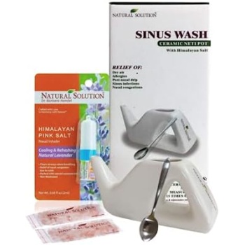 Natural Solution Himalayan Pink Salt Ceramic Neti Pot Sinus Rinse