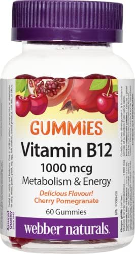 Webber Naturals Vitamin B12 Cyanocobalamin 1,000 mcg, 60 Gummies, Supports