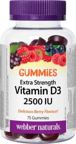 Webber Naturals Vitamin D3 2500 IU, 75 Gummies, For Healthy Bones, Teeth