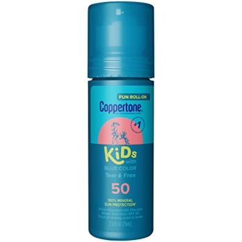 Coppertone Kids Roll-On Sunscreen with Blue Color, Zinc Oxide Sunscreen Lotion