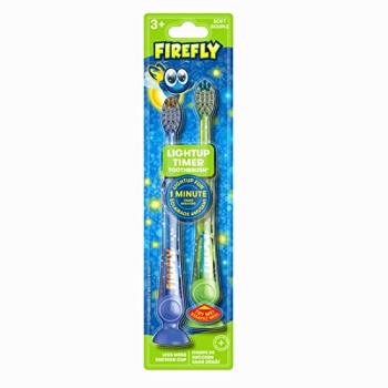 Firefly Light-Up Timer Kids Toothbrush with Suction Cup, Soft - 2 Count