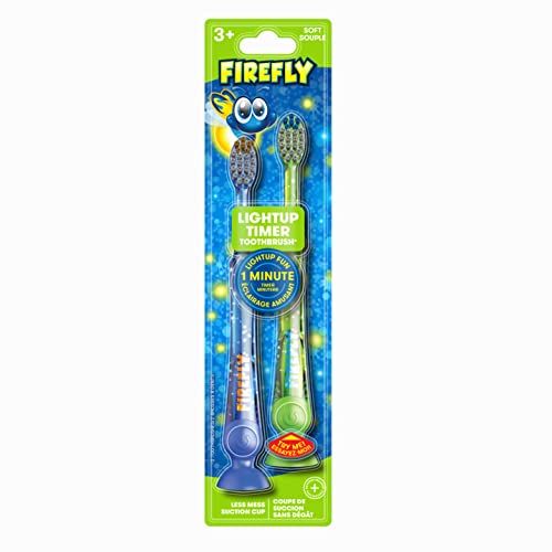 Firefly Light-Up Timer Kids Toothbrush with Suction Cup, Soft - 2 Count