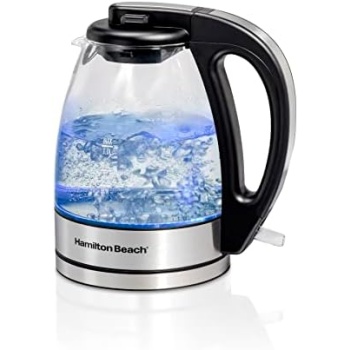 Hamilton Beach Glass Electric Tea Kettle, Water Boiler & Heater, 1 L, Cordless