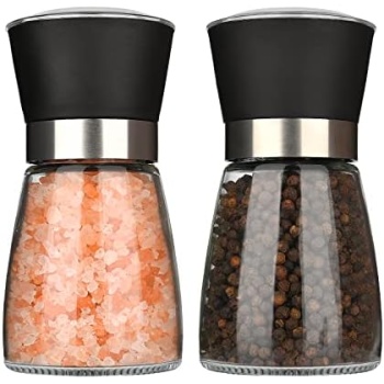 Hotder Pepper Grinder,Salt and Pepper Grinder Set of 2 Glass Bottles