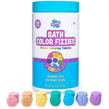 Tub Works Bath Color Fizzies, 150 Count | Nontoxic & Fragrance-Free