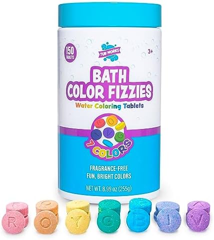 Tub Works Bath Color Fizzies, 150 Count | Nontoxic & Fragrance-Free