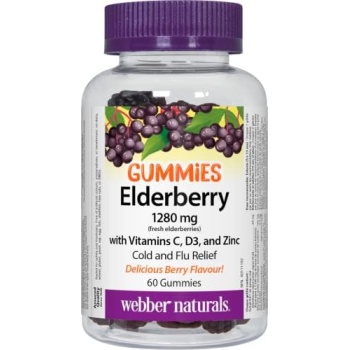 Webber Naturals Elderberry Gummies with Vitamins C, D3, and Zinc, 60 Gummies