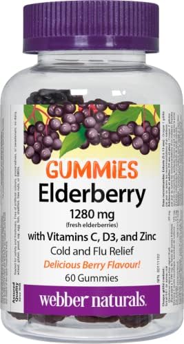Webber Naturals Elderberry Gummies with Vitamins C, D3, and Zinc, 60 Gummies