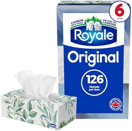 Royale Original 2 Ply Facial Tissue, Soft & Strong, 6 Tissue Boxes, 126 Tissues