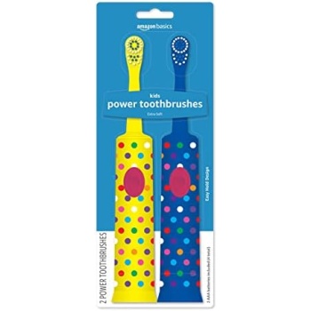 Amazon Basics Kids Battery Powered Toothbrush, 2 Count