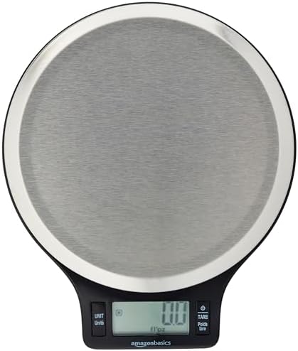 Amazon Basics Stainless Steel Digital Kitchen Scale with LCD Display, Batteries