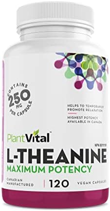 PlantVital L-Theanine Capsules, HIGH POTENCY - L Theanine supplement promotes