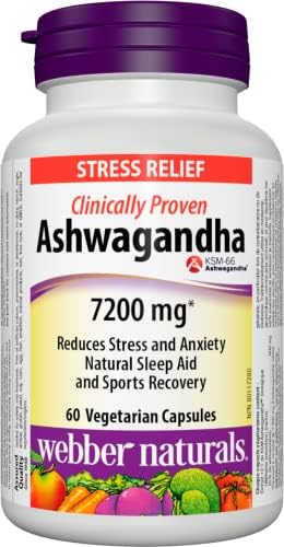 Webber Naturals Ashwagandha 7200 mg, 60 Capsules, Organic and Clinically Proven