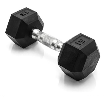 CAP 15 LB Coated Hex Dumbbell Weight, New Edition