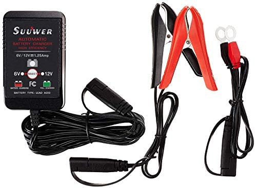 Suuwer 1.25-Amp Trickle Battery Charger 6V/12V Fully-Automatic Smart Battery