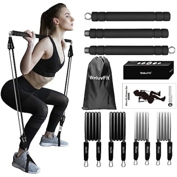 Pilates Bar - WeluvFit Pilates Bar Kit with Resistance Bands, Pilates Bar