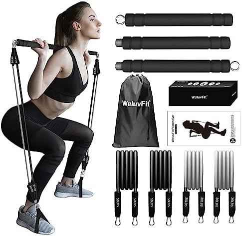 Pilates Bar - WeluvFit Pilates Bar Kit with Resistance Bands, Pilates Bar