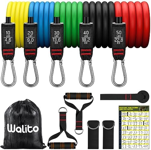WALITO Resistance Bands Set - Exercise Bands with Handles, Door Anchor