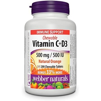 Webber Naturals Vitamin C with D3 Chewable, 500 mg of Vitamin C
