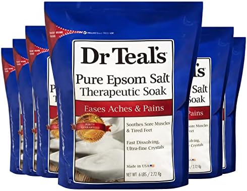Dr Teal's Unscented Epsom Salt Bulk Magnesium Sulfate USP, 6 lbs (Pack of 6)