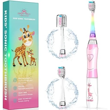 DADA-TECH Kids Electric Toothbrush Toddler Sonic Battery Powered Rainbow Light