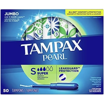 Tampax Pearl Tampons Super Absorbency, With Leakguard Braid, Unscented